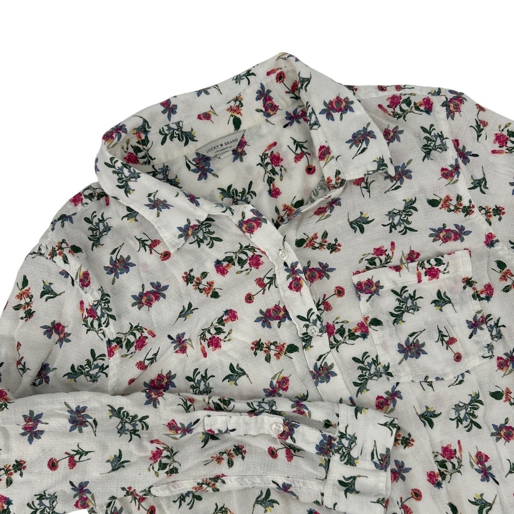 Lucky Brand White Floral Button-Down Shirt